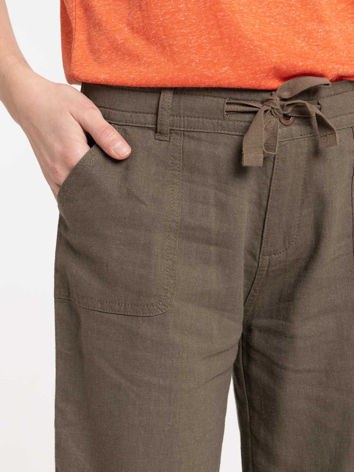 Pantalon lin kaki femme