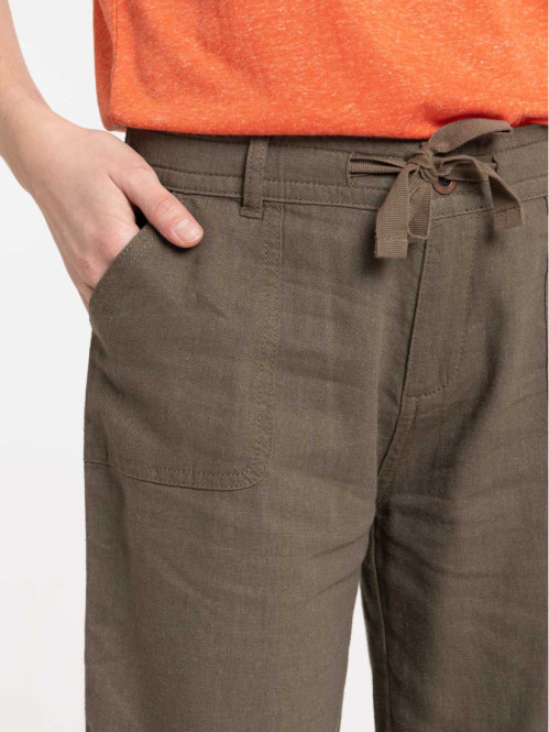 Pantalon lin kaki femme