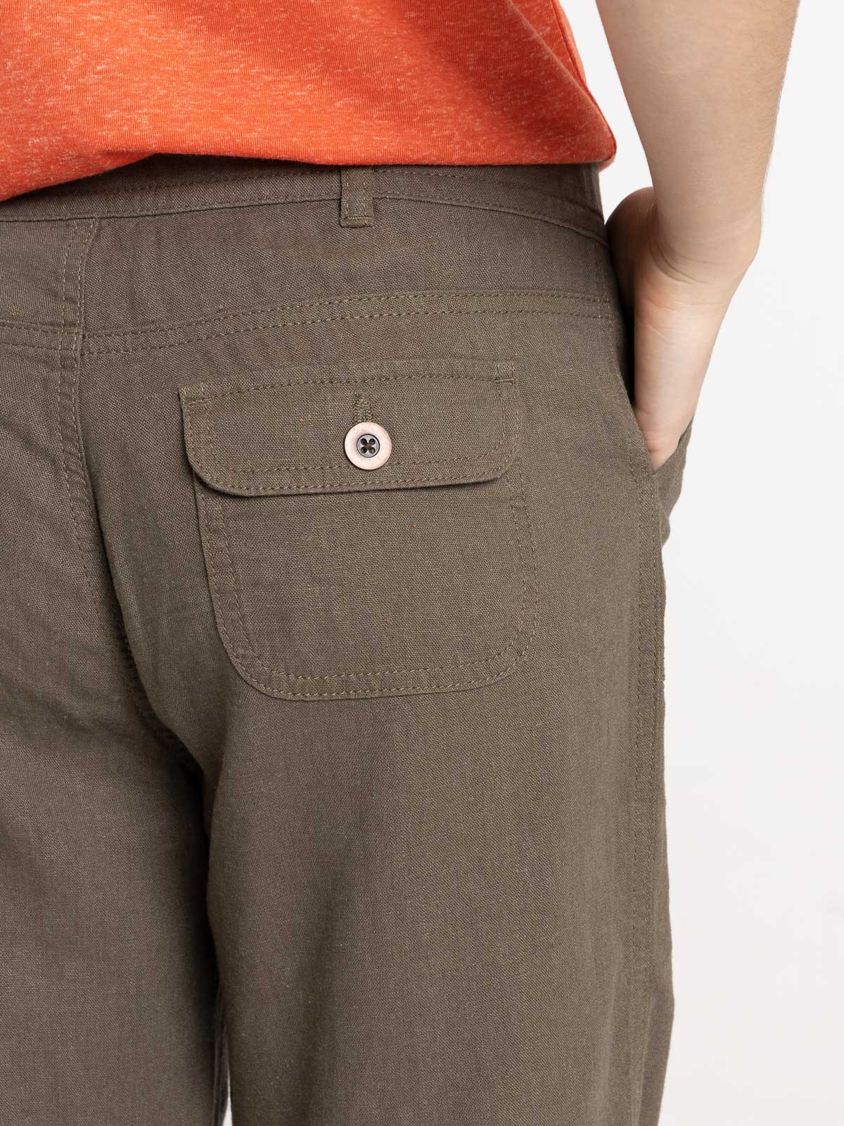 Pantalon lin kaki femme