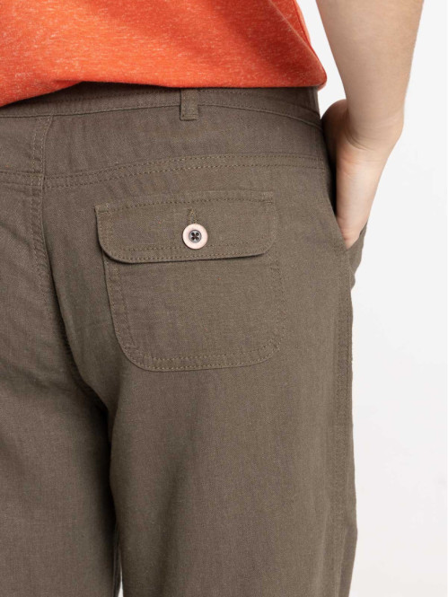 Pantalon lin kaki femme