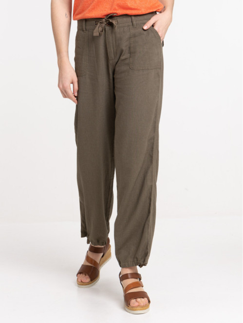 Pantalon lin kaki femme