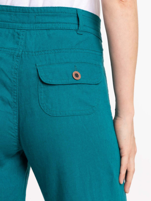 Pantalon lin vert émeraude femme