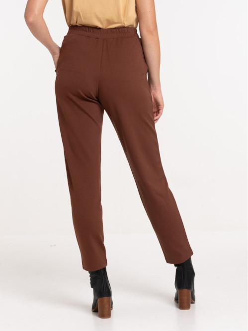 Pantalon brunette détails volants femme