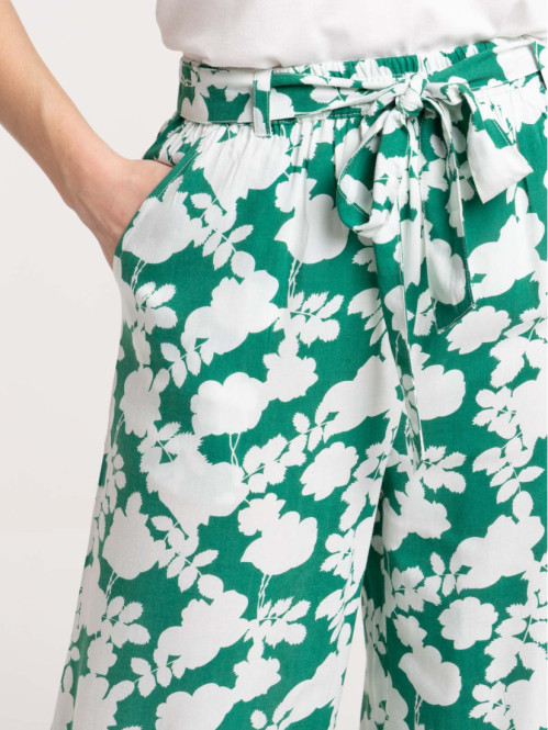 Pantalon fleuri large fluide femme