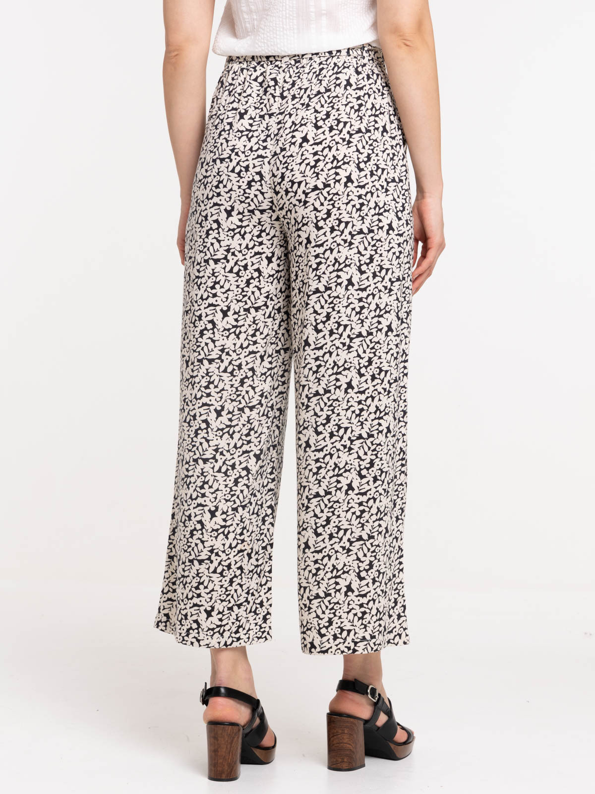 Pantalon large fluide fleuri femme