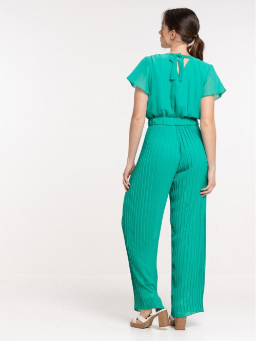 Combinaison plissée coloris gazon femme Combinaison plissée coloris gazon femme