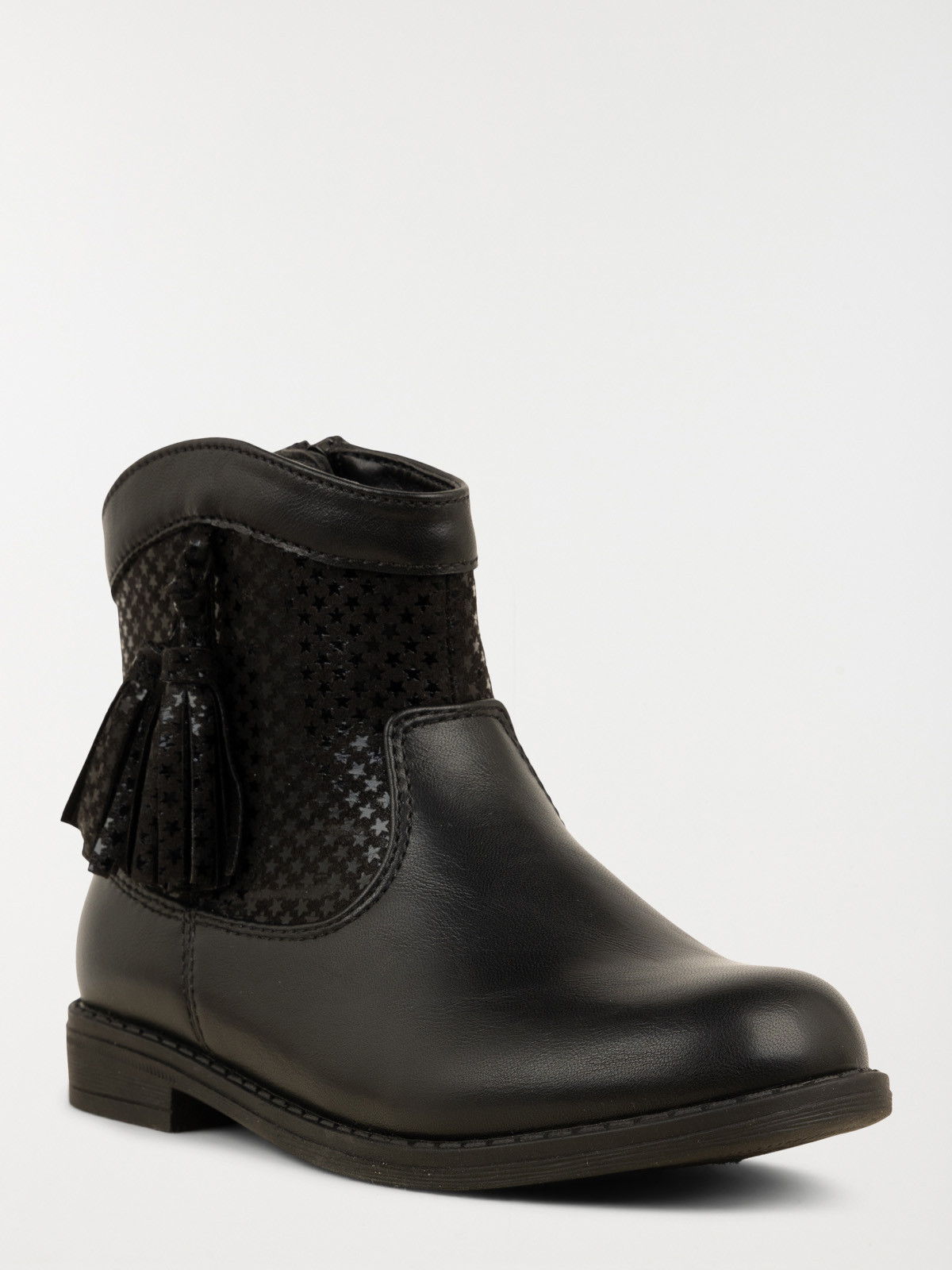 Bottines noires pompons fille (31-36)