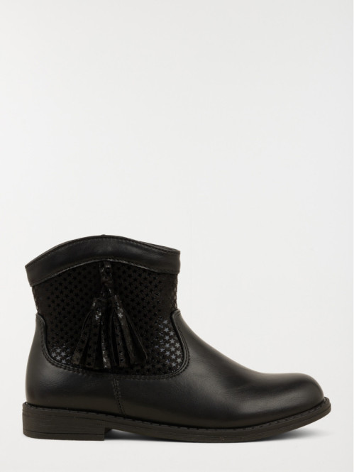 Bottines noires pompons fille (31-36)