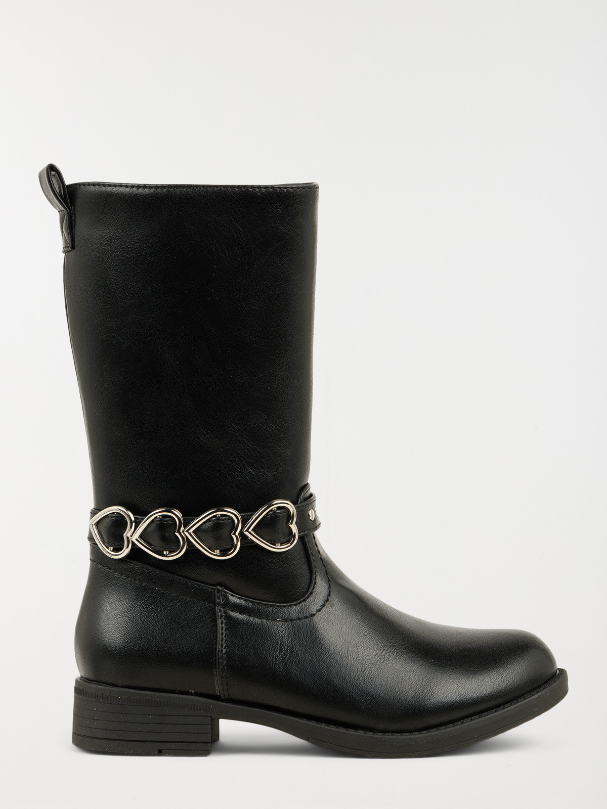 Bottes noires coeurs fille (31-35)