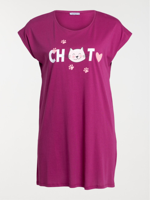 Chemise de nuit chat grande taille femme