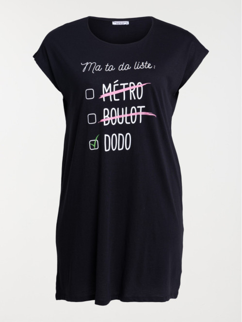 Chemise de nuit chat grande taille femme