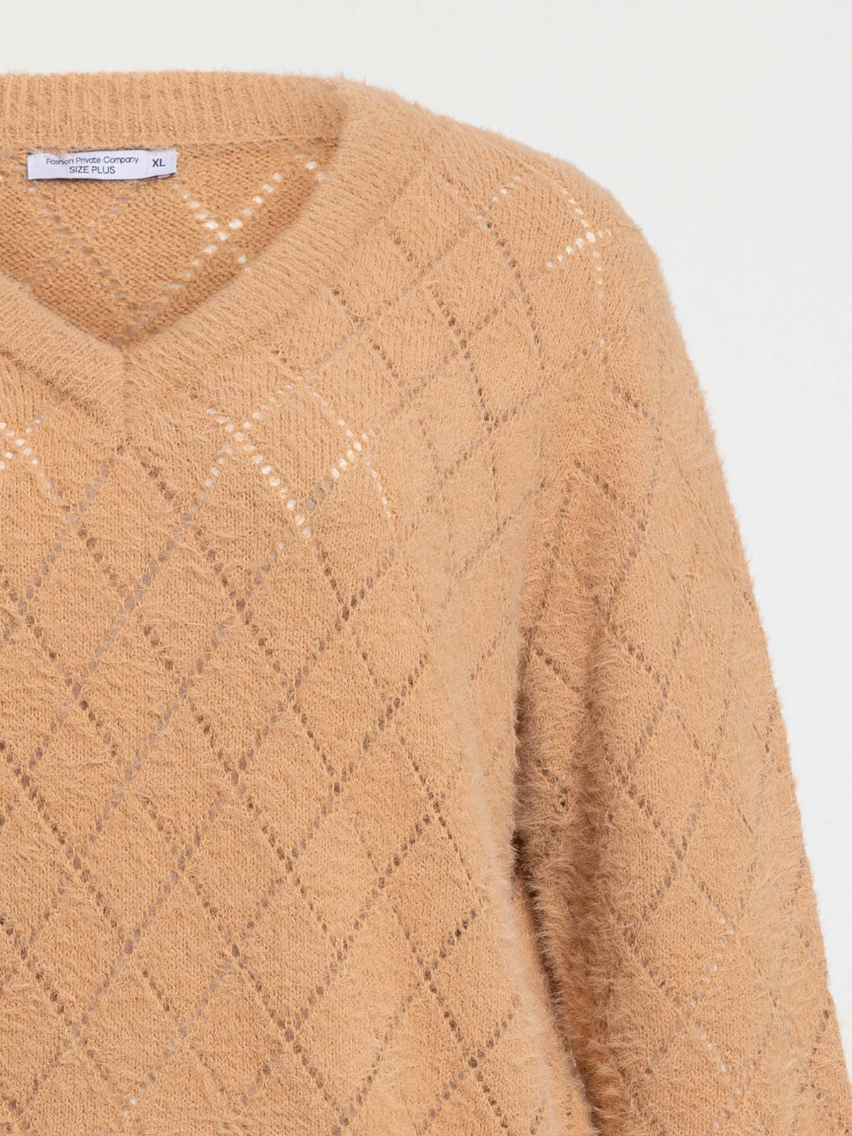 Pull col V moka grande taille femme