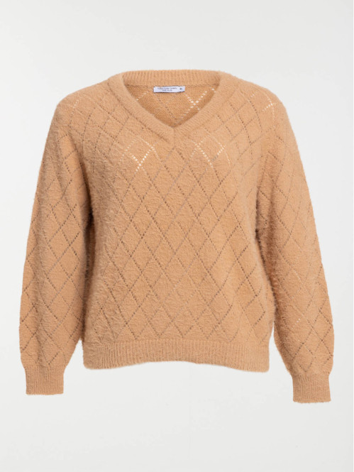 Pull col V moka grande taille femme