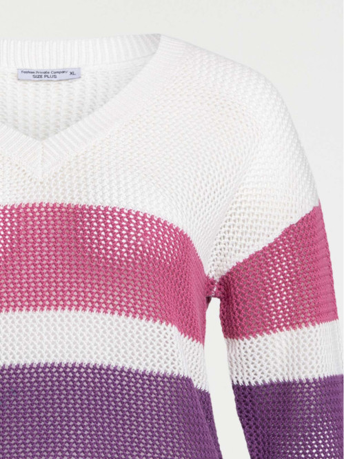 Pull rayé grande taille femme