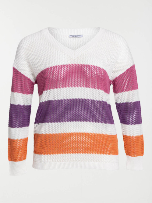 Pull rayé grande taille femme