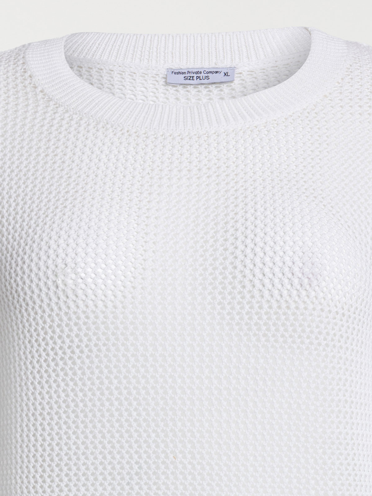 Pull col rond écru grande taille femme