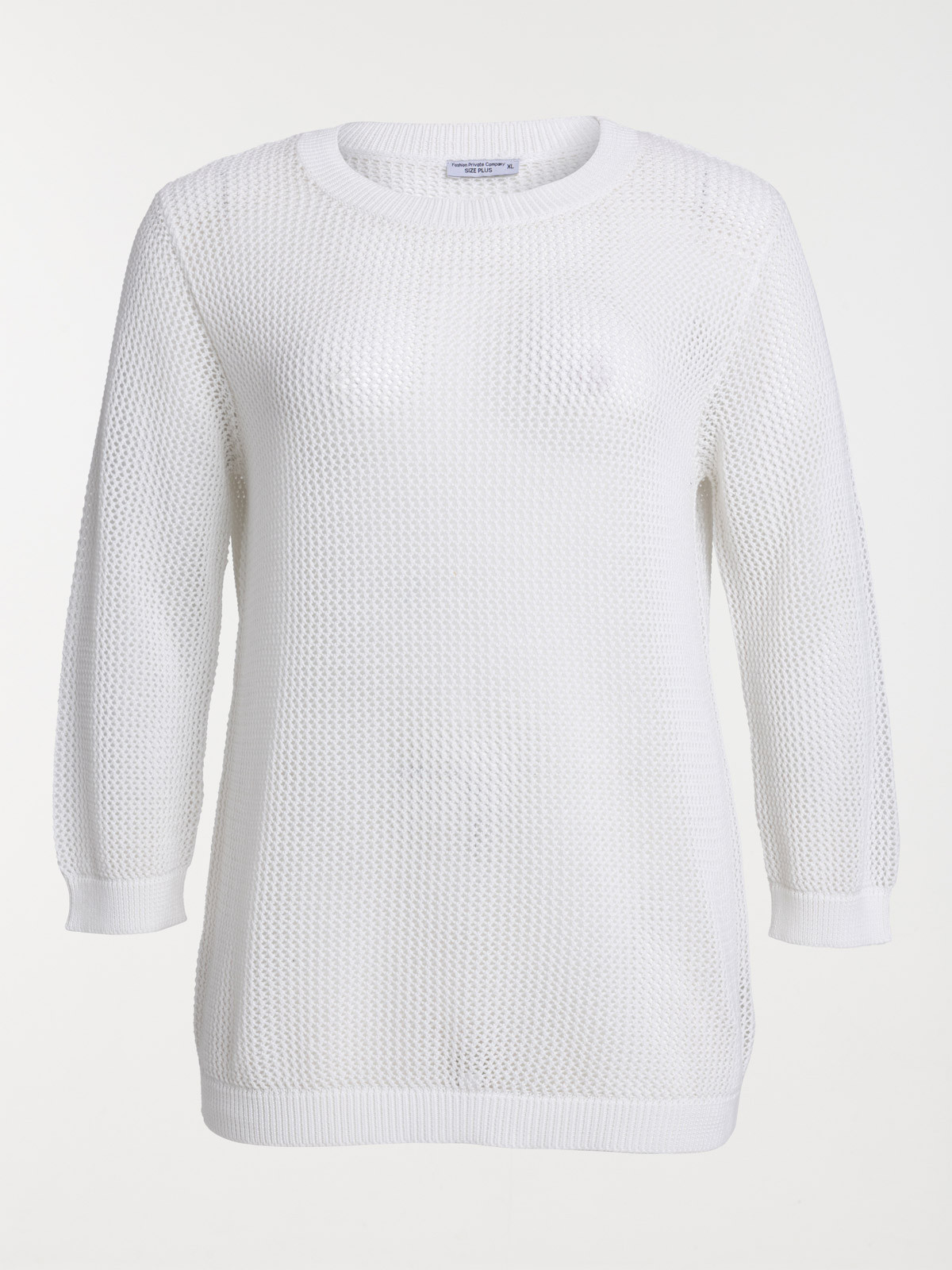 Pull col rond écru grande taille femme