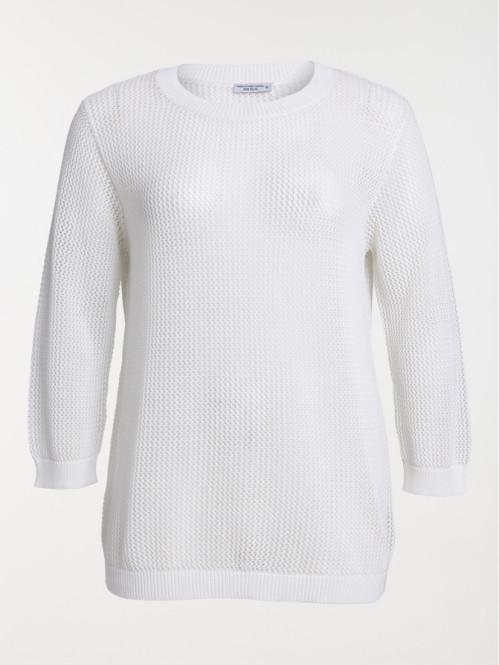 Pull col rond écru grande taille femme