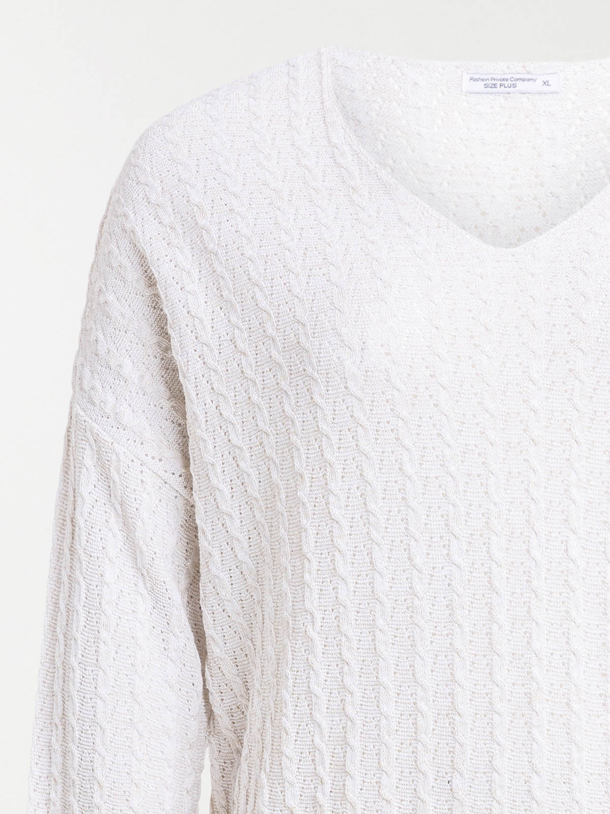 Pull col V écru grande taille femme