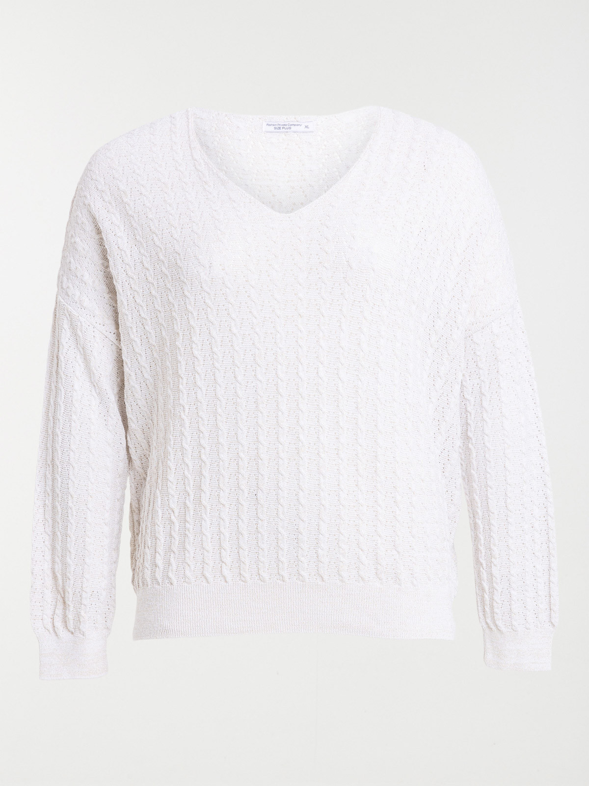 Pull col V écru grande taille femme