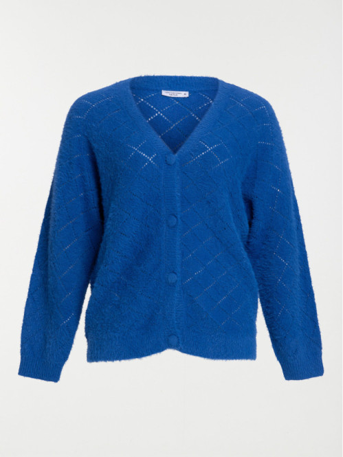 Gilet col V cobalt grande taille femme
