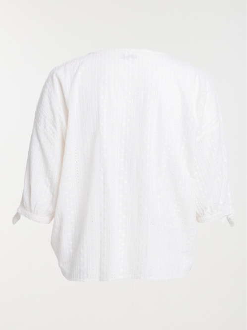 Blouse col V écru grande taille femme Blouse col V écru grande taille femme