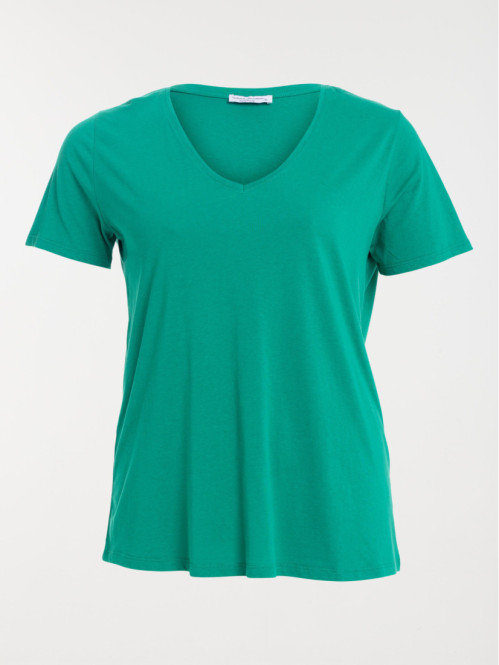 T-shirt col V grande taille femme