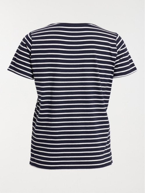 T-shirt col V rayé grande...