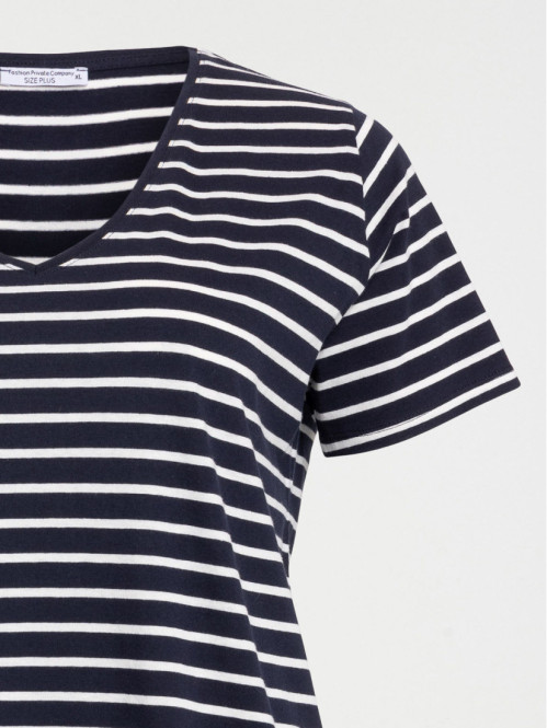 T-shirt col V rayé grande...