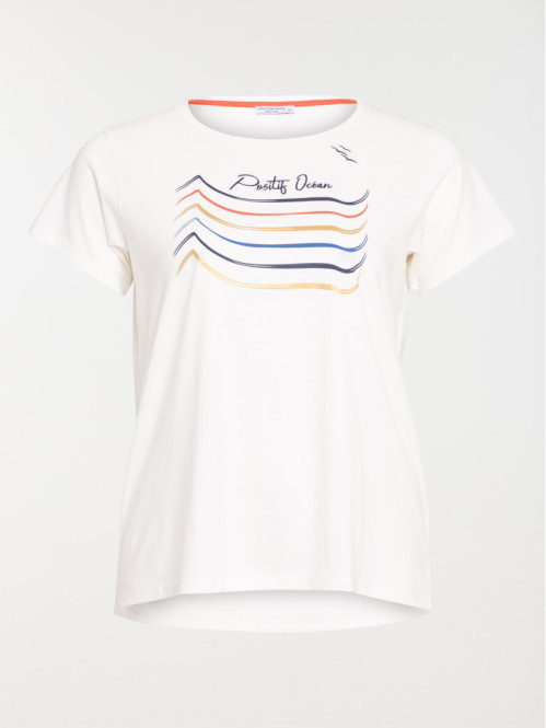 T-shirt écru grande taille femme