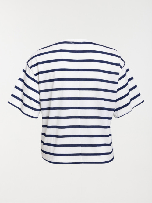 T-shirt rayé col V grande taille femme