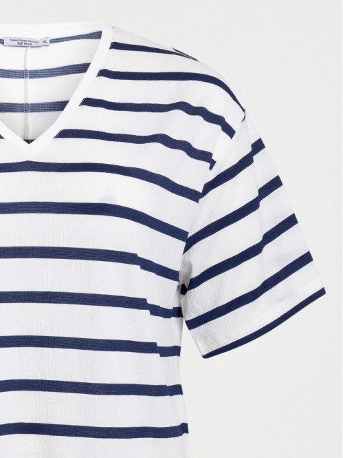 T-shirt rayé col V grande taille femme
