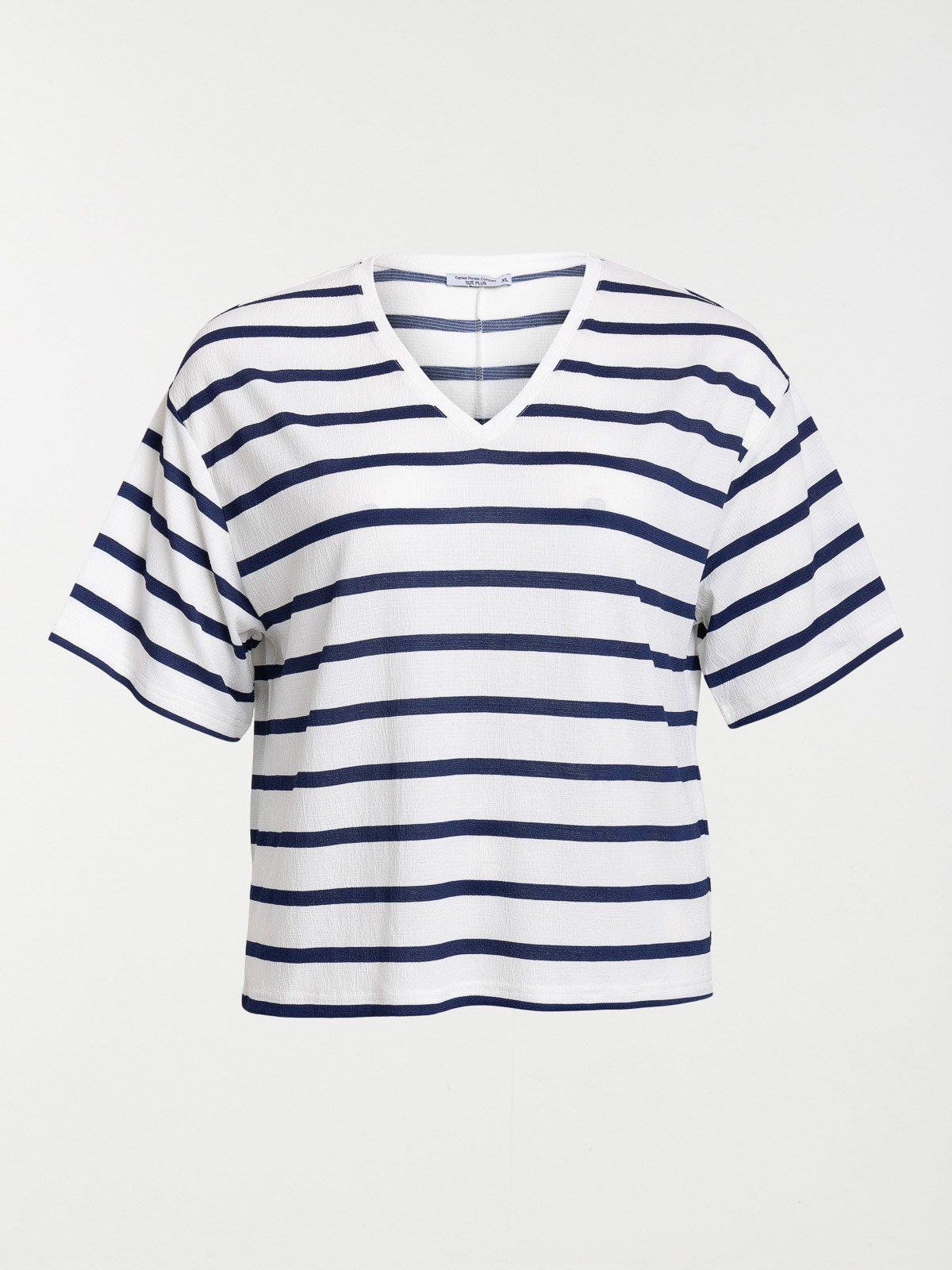 T-shirt rayé col V grande taille femme