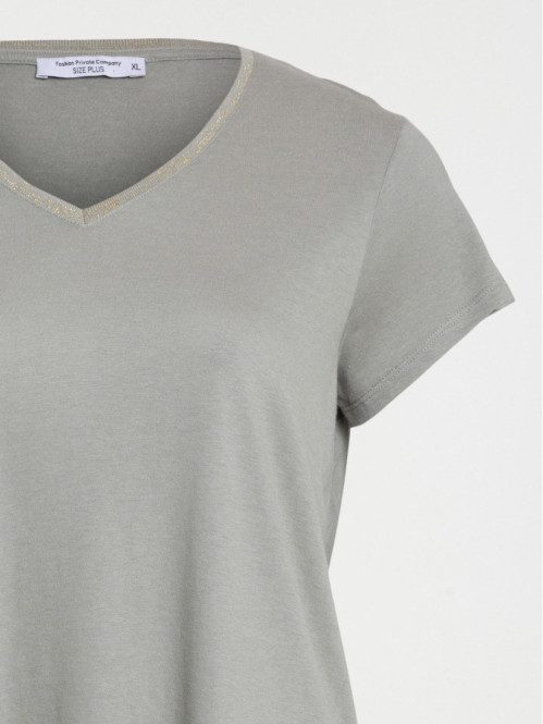 T-shirt grande taille femme vert grisé