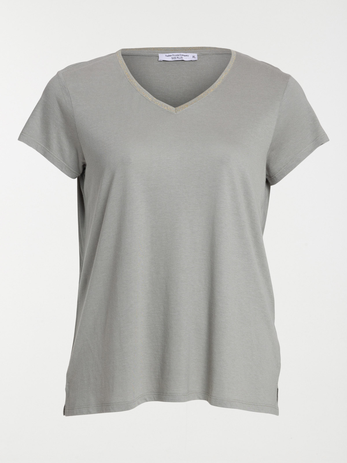 T-shirt grande taille femme vert grisé