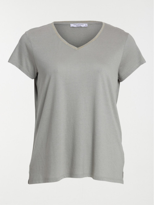 T-shirt grande taille femme vert grisé