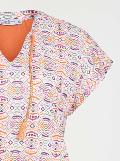 T-shirt ethnique grande taille femme