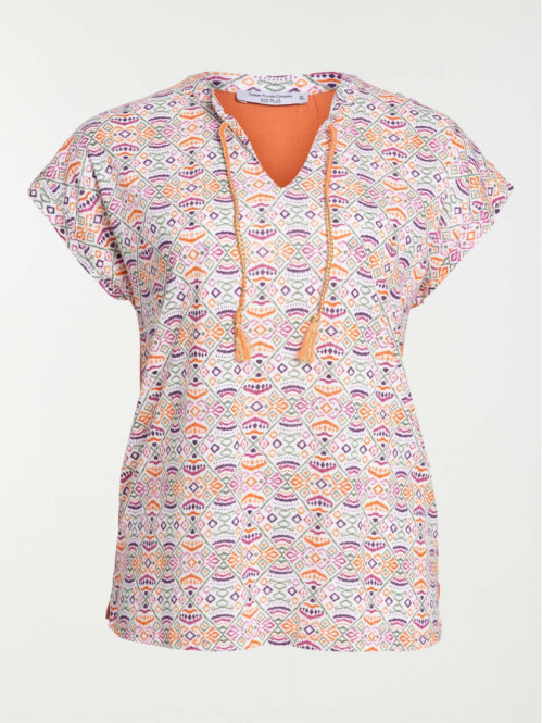 T-shirt ethnique grande taille femme