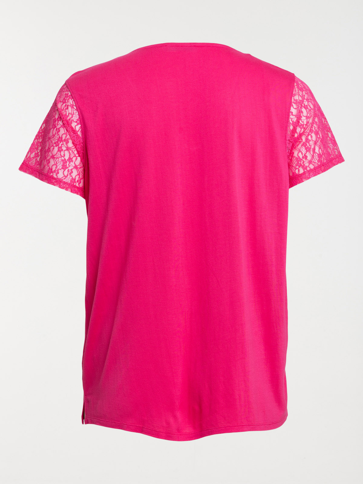 T-shirt col V fushia grande taille femme