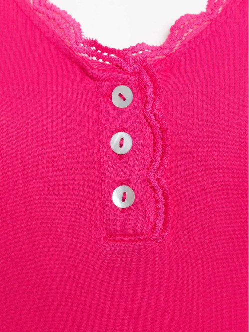 T-shirt col V fushia grande taille femme