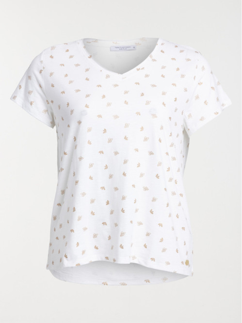 T-shirt imprimé écru grande taille femme