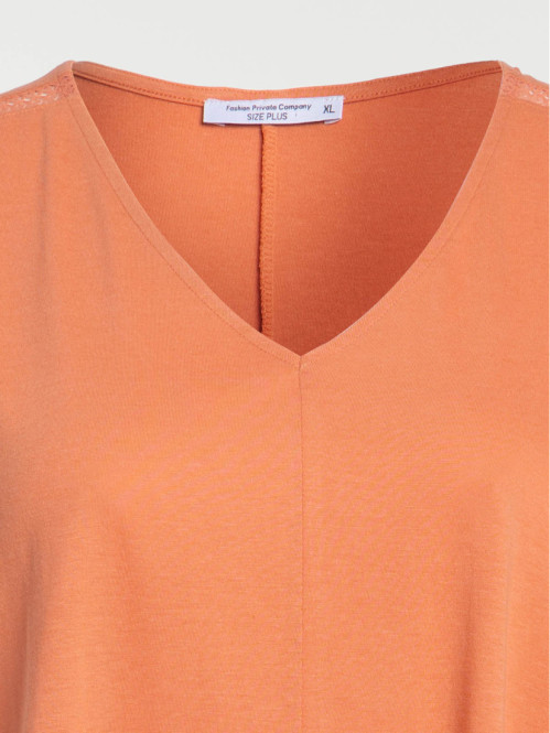 T-shirt orange grisé grande taille femme T-shirt orange grisé grande taille femme