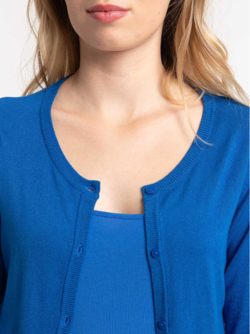 Gilet fin boutonné cobalt femme