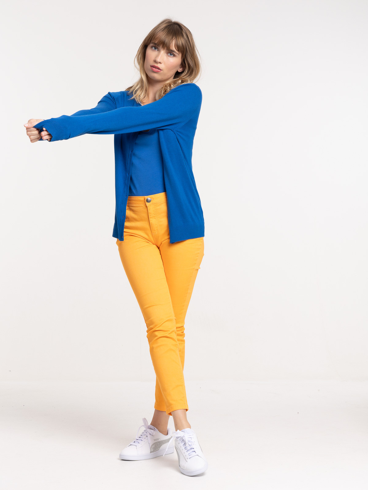 Gilet fin boutonné cobalt femme