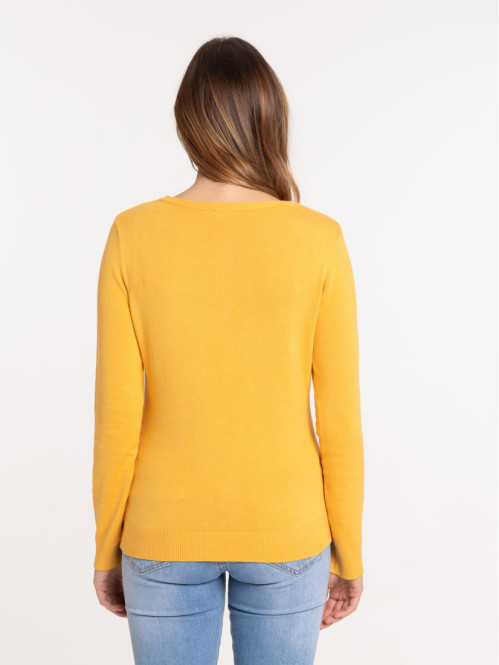 Gilet fin boutonné jaune soleil femme Gilet fin boutonné jaune soleil femme