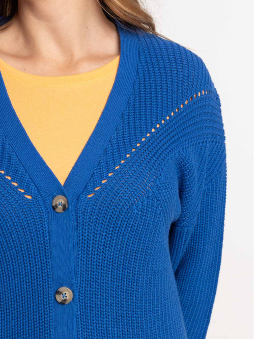 Gilet col V boutonné cobalt femme Gilet col V boutonné cobalt femme