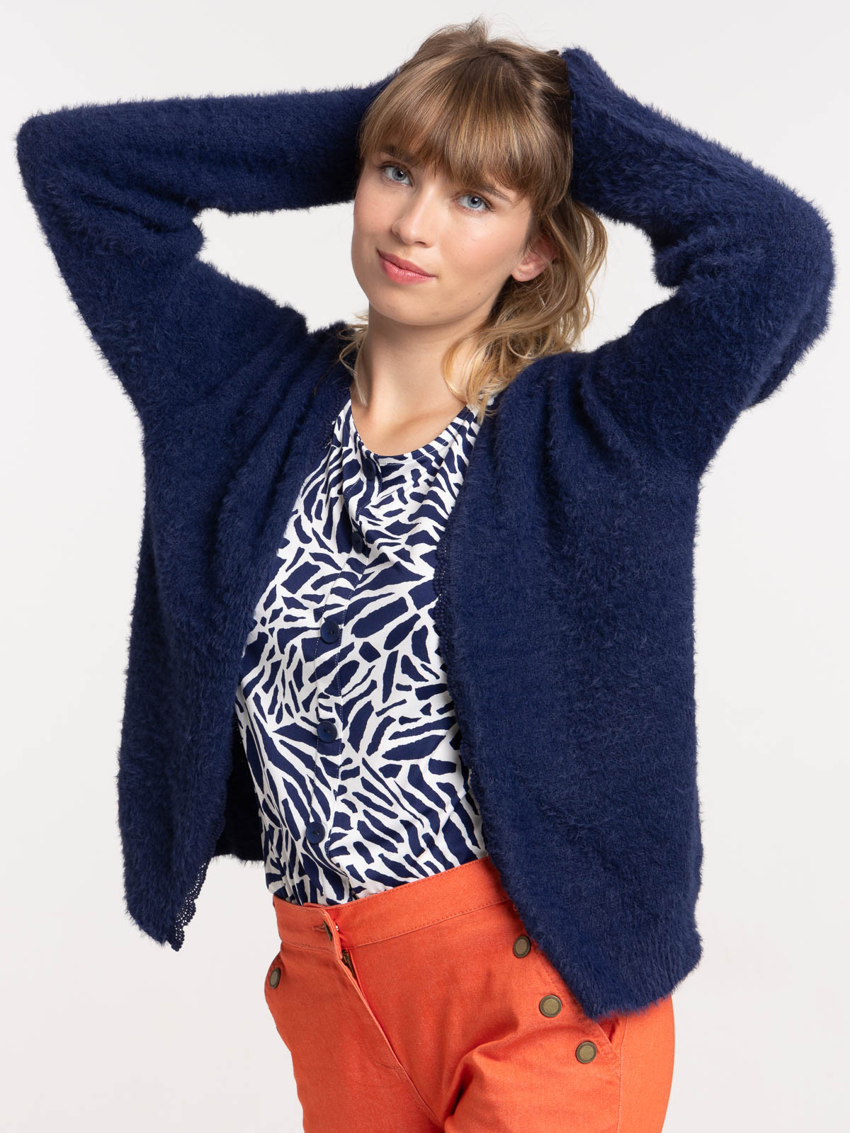Gilet ouvert bleu officier femme