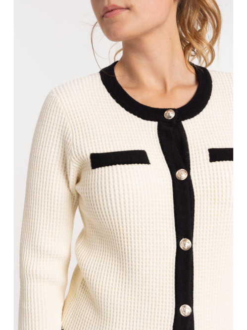 Gilet boutonné ecru femme Gilet boutonné ecru femme