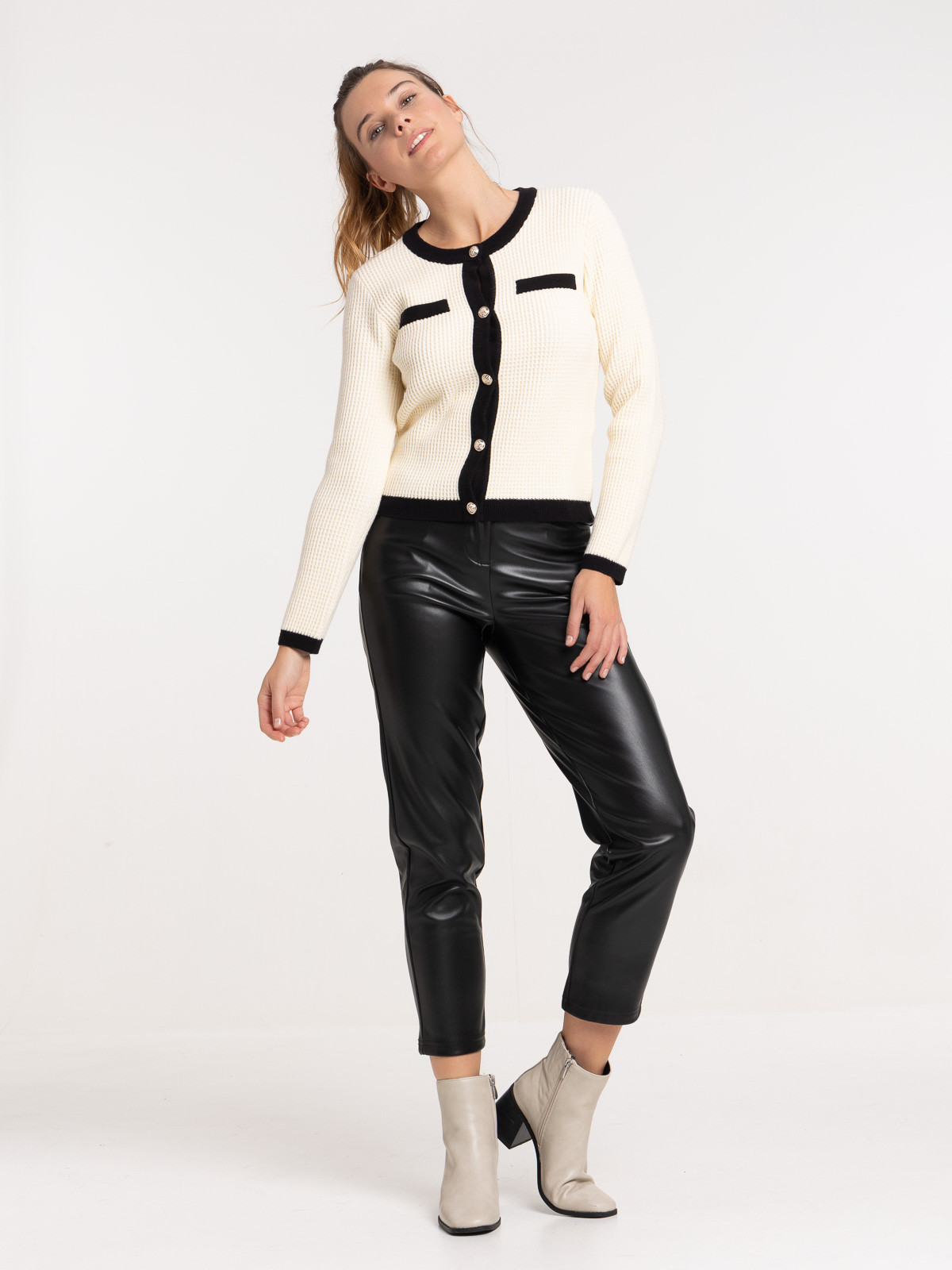 Gilet boutonné ecru femme