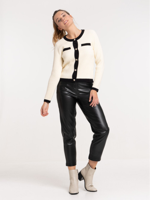 Gilet boutonné ecru femme